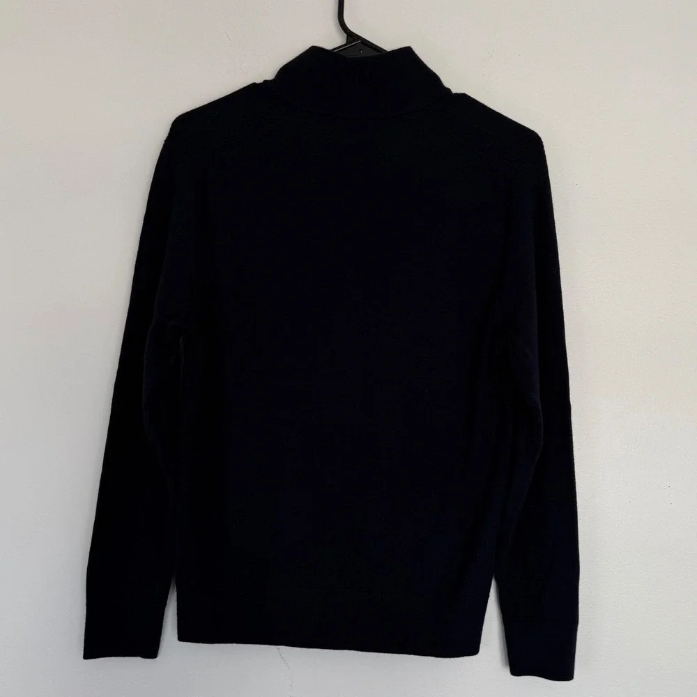BR Italian Quarter Zip Men'sSweater Navy Medium 100% Merino‎ Extra Fine Wool